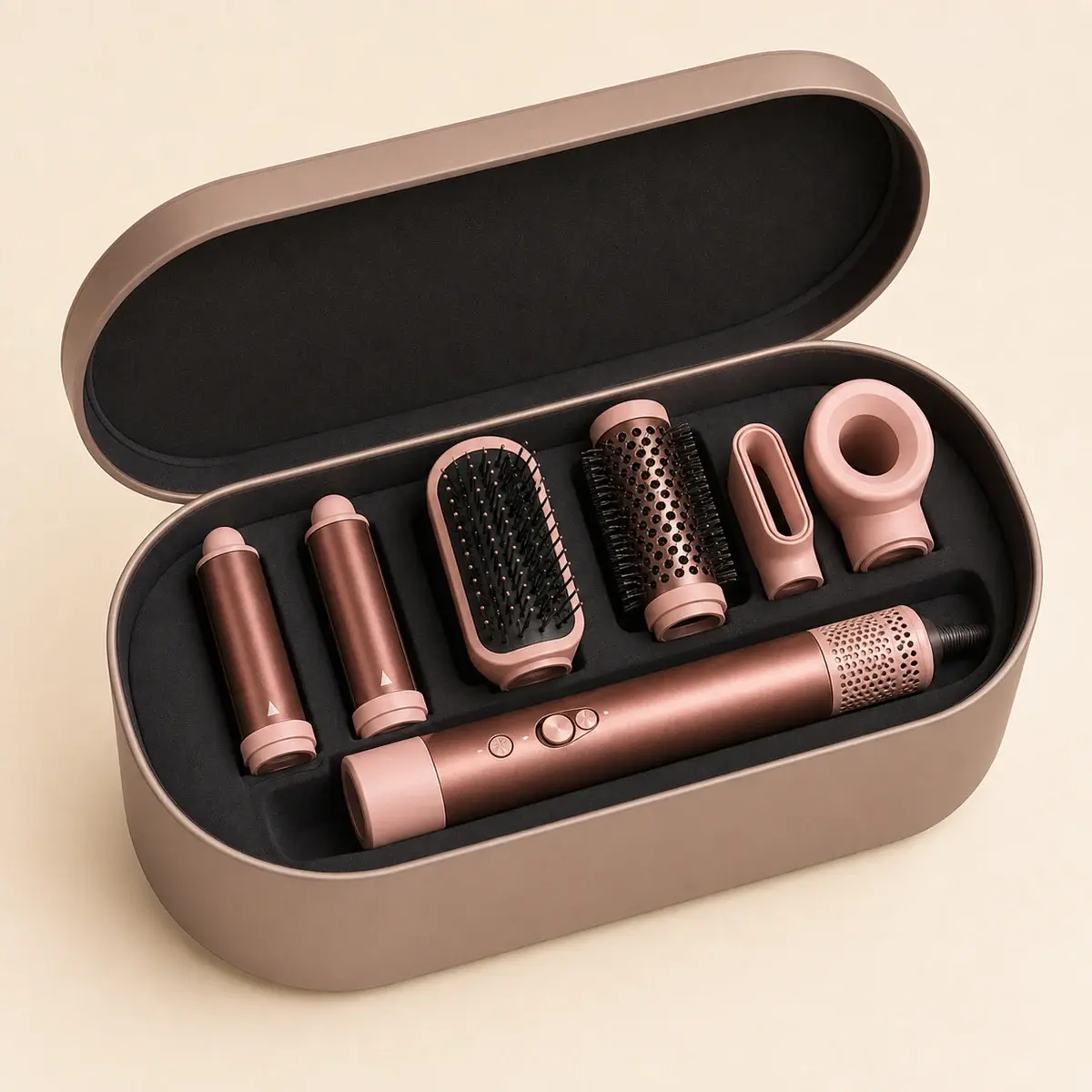 AirFlex 6'sı 1 Arada Saç Şekillendirme Seti — Çilek Bronz & Pudra